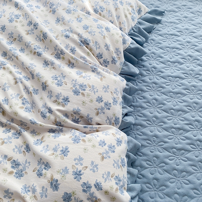 91家纺网 家纺一手货源 找家纺 提花大世界 2025直播热款A类针织棉双层纱夹棉床盖床裙花边单件三件四件套 畅游花海