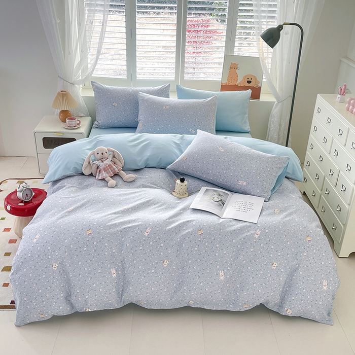 91家纺网 家纺一手货源 找家纺 宜家坊 2025热款全棉四件套学生床三件套单品床单床笠单被套印花小清新卡通碎花纯棉三四件套 嘉兰