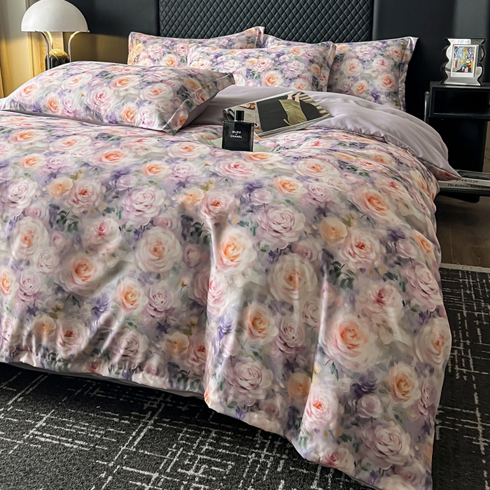 91家纺网 家纺一手货源 找家纺 仟网汇 2025新款棉代尔轻奢系列四件套 花非花