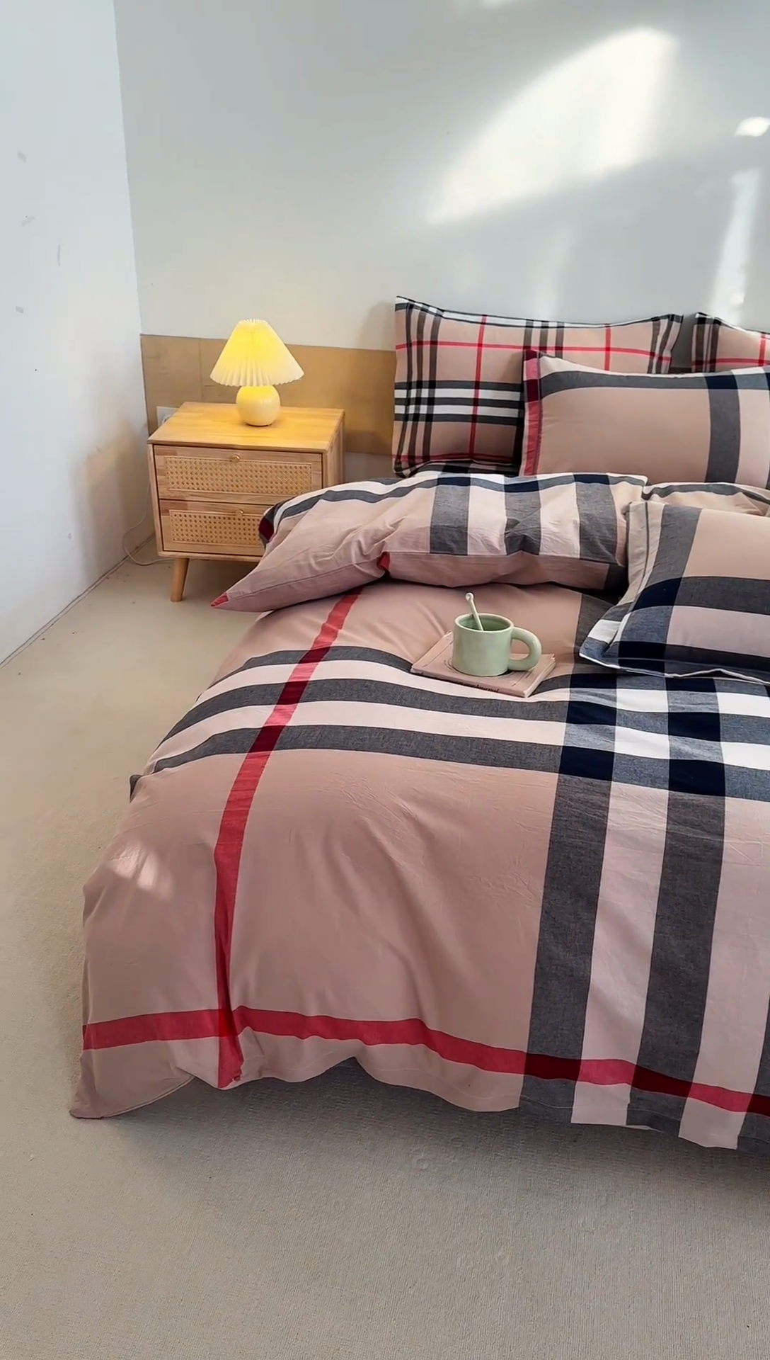 91家纺网 家纺一手货源 找家纺 喜四方 2025新款全棉色织水洗棉四件套 都市英伦大格