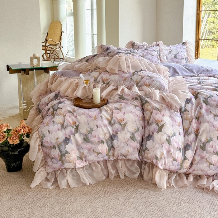 91家纺网 家纺一手货源 找家纺 仟网汇 2025新款韩版棉代尔法式四件套 仙本娜