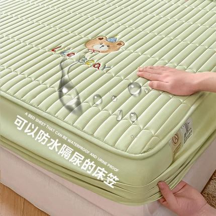 91家纺网 家纺一手货源 找家纺 （总）摩妮卡 2025新款夹棉防水刺绣床笠-贝拉熊