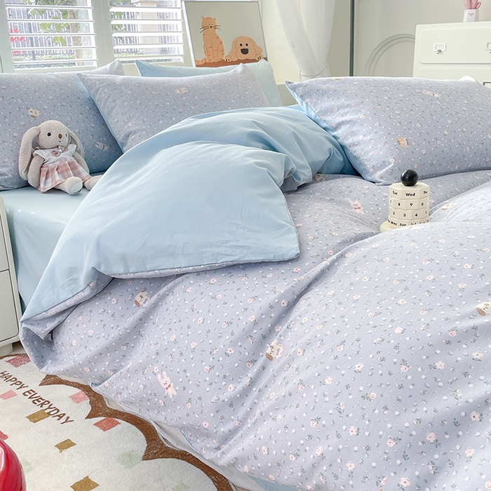 91家纺网 家纺一手货源 找家纺 宜家坊 2025热款全棉四件套学生床三件套单品床单床笠单被套印花小清新卡通碎花纯棉三四件套 嘉兰