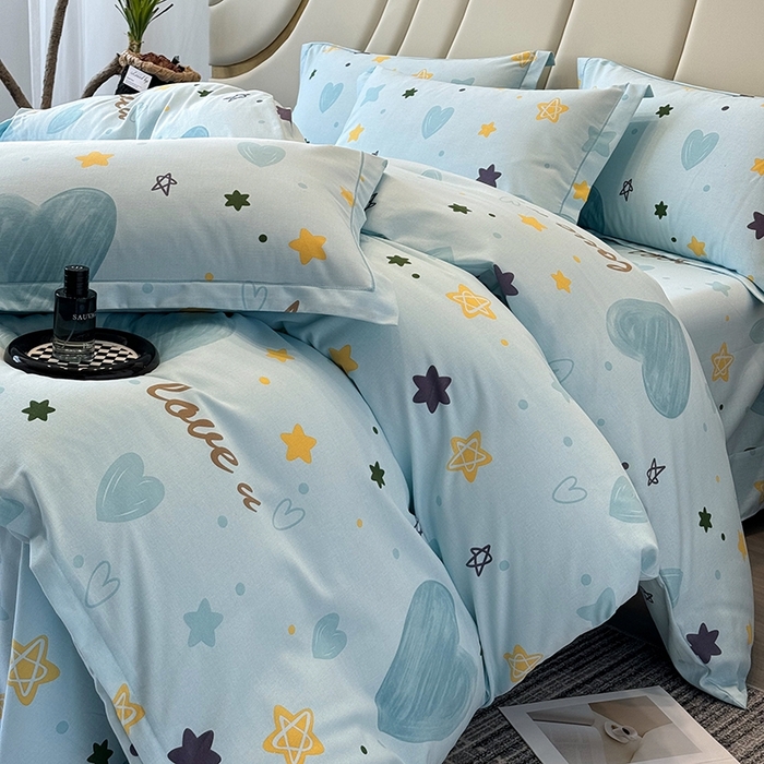 91家纺网 家纺一手货源 找家纺 海洋家纺 2025新款全棉磨毛四件套 快乐星球