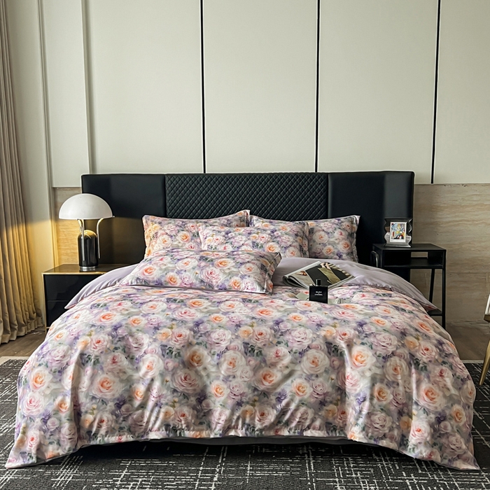 91家纺网 家纺一手货源 找家纺 仟网汇 2025新款棉代尔轻奢系列四件套 花非花