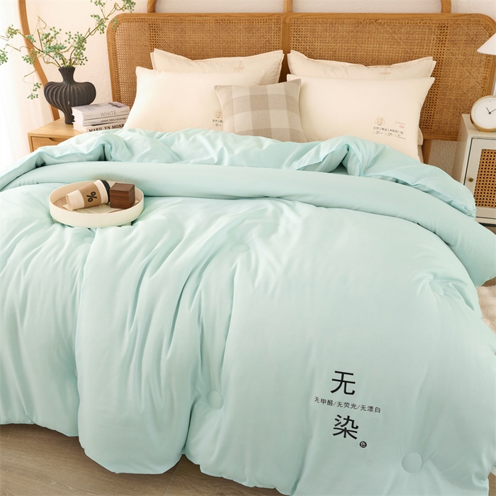 91家纺网 家纺一手货源 找家纺 瑶瑶家居床垫 2025新款水洗棉磨毛大豆纤维被无染 无染-浅绿