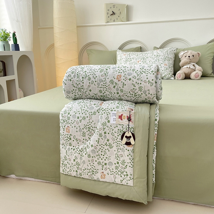 91家纺网 家纺一手货源 找家纺 丫丫2025新款里外全棉棉花夏被风格2 松鼠小鹿