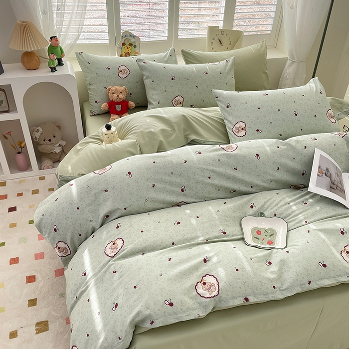 91家纺网 家纺一手货源 找家纺 宜家坊 2025全棉13070单被套印花小清新卡通碎花纯棉单品被套枕套（有预缩售后无忧 免费提供买家秀） 小可爱樱桃