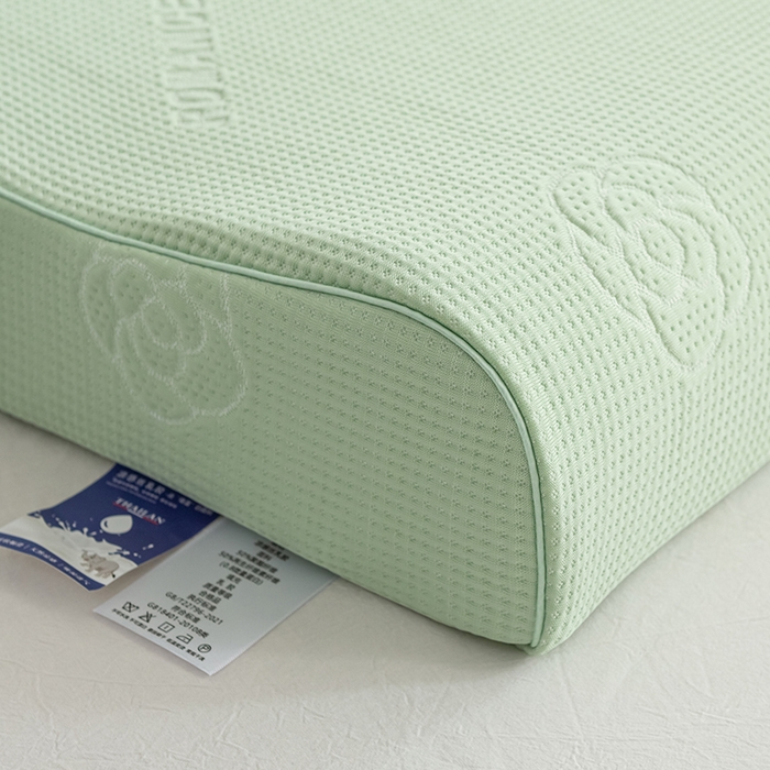 91家纺网 家纺一手货源 找家纺 萌番宝 2025山茶花冰丝凉感凉感丝乳胶枕夏季冰凉感 山茶花绿色