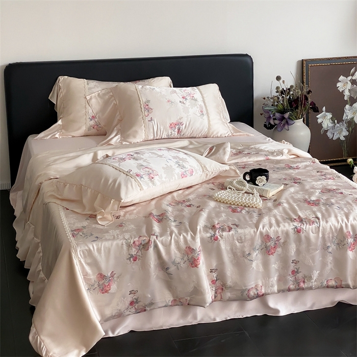 91家纺网 家纺一手货源 找家纺 （总）黛舒家居 2025新款兰精天丝刺绣提花夏被四件套-梦蝶