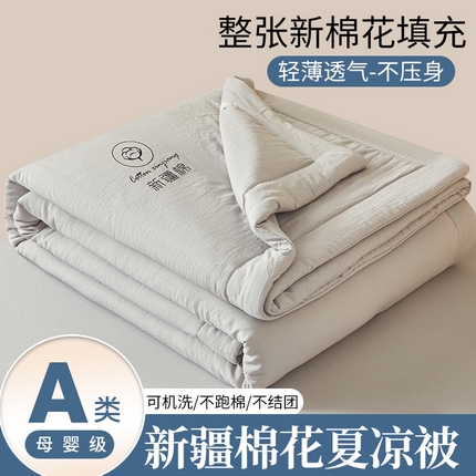 晓时候 2025新款无印风水洗棉新疆棉花被夏被夏凉被空调被子 素夏-浅灰
