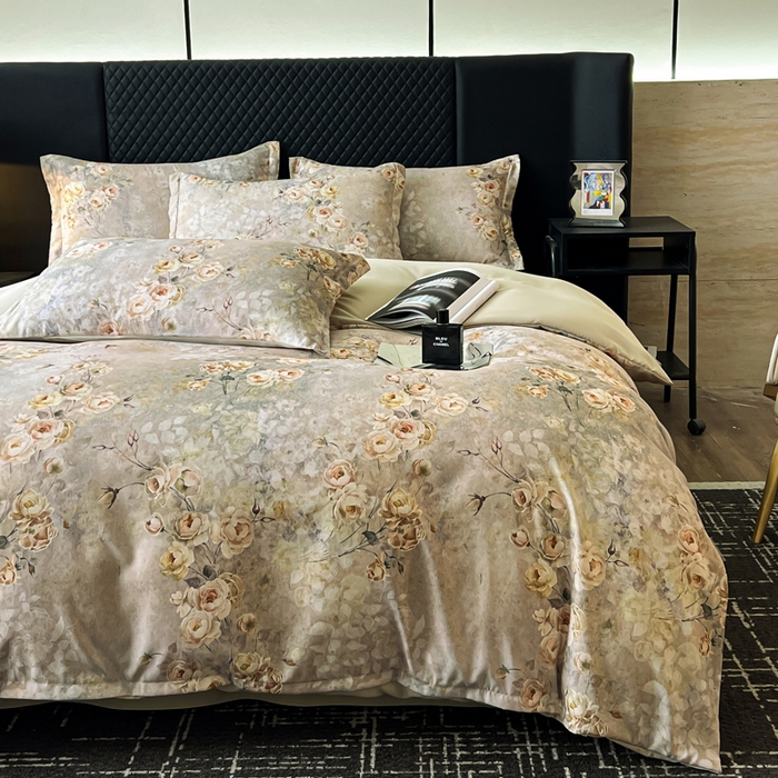 91家纺网 家纺一手货源 找家纺 仟网汇 2025新款棉代尔轻奢系列四件套 妮娜