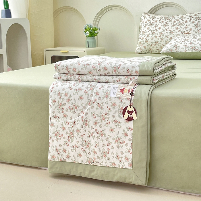 91家纺网 家纺一手货源 找家纺 丫丫家纺2025全棉夏被碎花卡通小清新简约纯棉夏凉被夏被四件套三件套风格三 碎花小熊