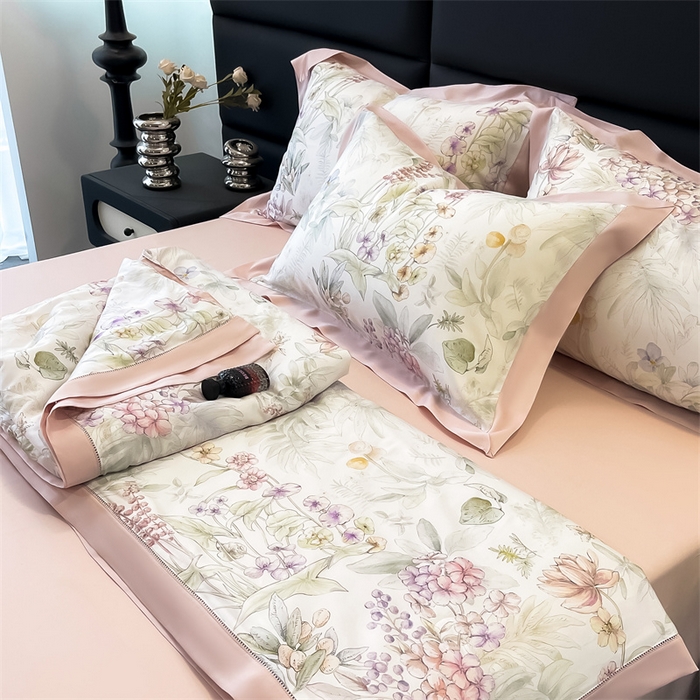 91家纺网 家纺一手货源 找家纺 朵希曼 2025春夏新款50S镂空天丝夏被夏凉被空调被夏被四件套 繁花