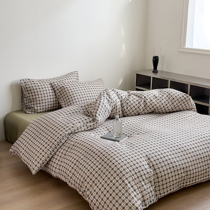 91家纺网 家纺一手货源 找家纺 （总）窝米 2025新品简约时尚双层纱系列四件套