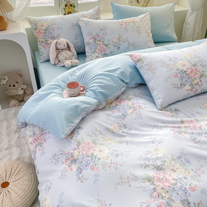 91家纺网 家纺一手货源 找家纺 宜家坊 2025热款全棉四件套学生床三件套单品床单床笠单被套印花小清新卡通碎花纯棉三四件套 花团锦簇