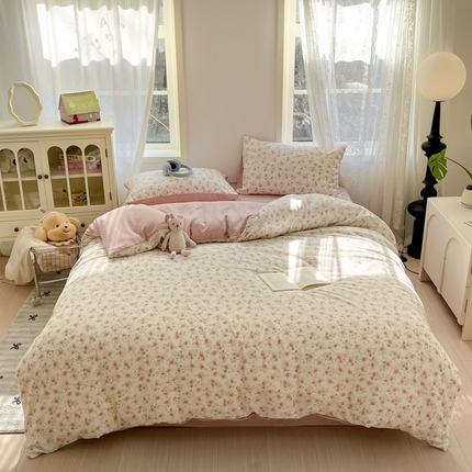 91家纺网 家纺一手货源 找家纺 悦织湾家纺 2025新款A类针织双层纱四件套轻奢时尚床上用品三四件套直播电商热销款 艾莎