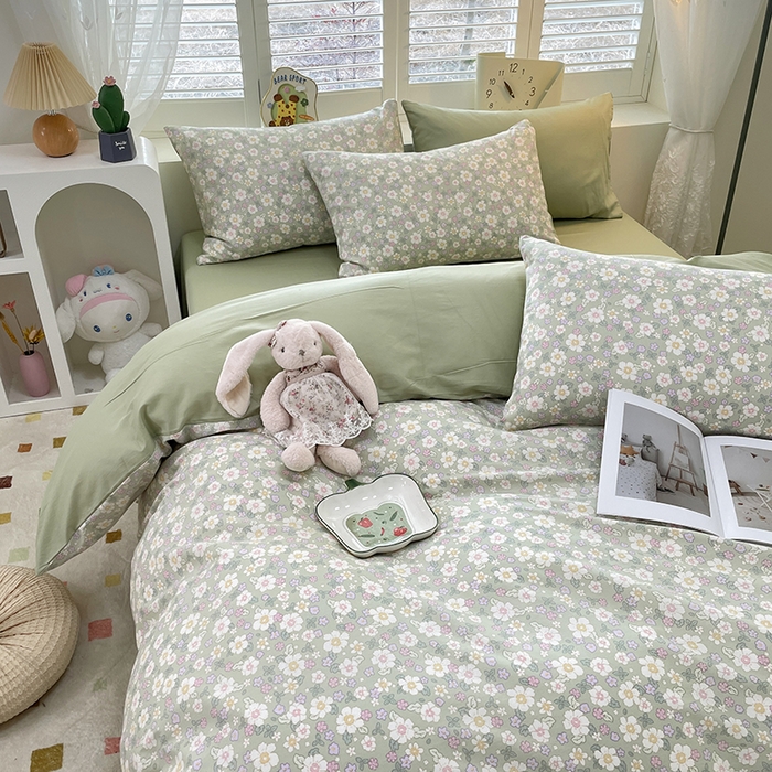 91家纺网 家纺一手货源 找家纺 宜家坊 2025全棉13070单被套印花小清新卡通碎花纯棉单品被套枕套（有预缩售后无忧 免费提供买家秀） 木棉花