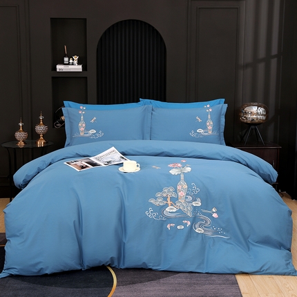 91家纺网 家纺一手货源 找家纺 （总）浩情国际婚庆供货中心 2026新品春夏四季款全棉纯棉高端绣花四件套-爱丽莎