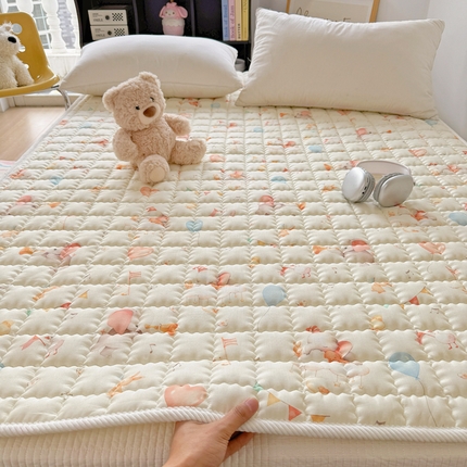 澳萝拉 2025新款纯棉双层纱印花软床垫床褥 派对小象