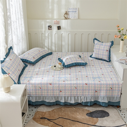 美优兰 2025新款全棉防滑榻榻米炕垫纯棉床盖三件套 格菲
