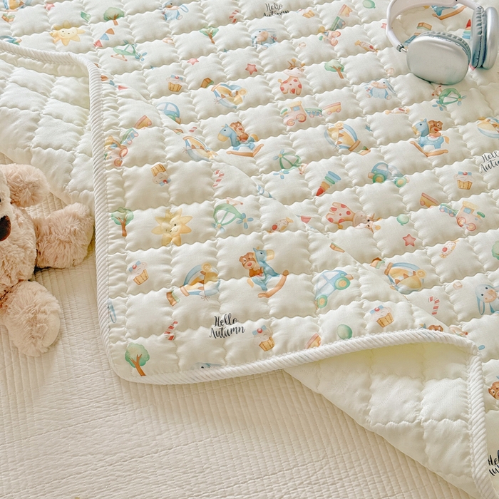 91家纺网 家纺一手货源 找家纺 澳萝拉 2025新款纯棉双层纱印花软床垫床褥 玩具屋