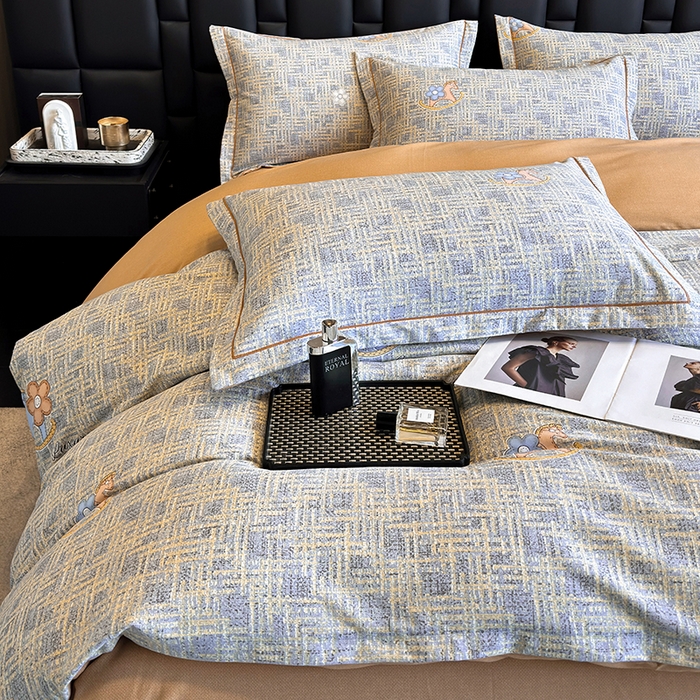 91家纺网 家纺一手货源 找家纺 海洋家纺 2025新款全棉磨毛四件套 芙拉