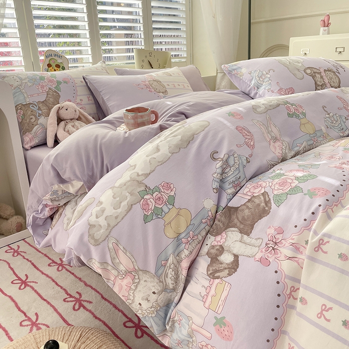 91家纺网 家纺一手货源 找家纺 宜家坊 2025全棉13070单被套印花小清新卡通碎花纯棉单品被套枕套（有预缩售后无忧 免费提供买家秀） 童话镇