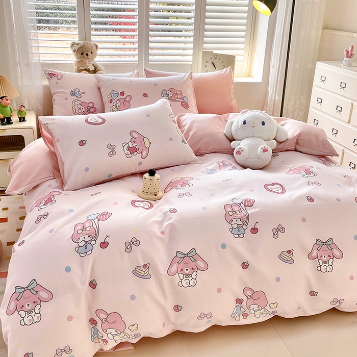 91家纺网 家纺一手货源 找家纺 （总）宜家坊 2025热款全棉四件套学生床三件套单品床单床笠单被套印花小清新卡通碎花纯棉三四件套