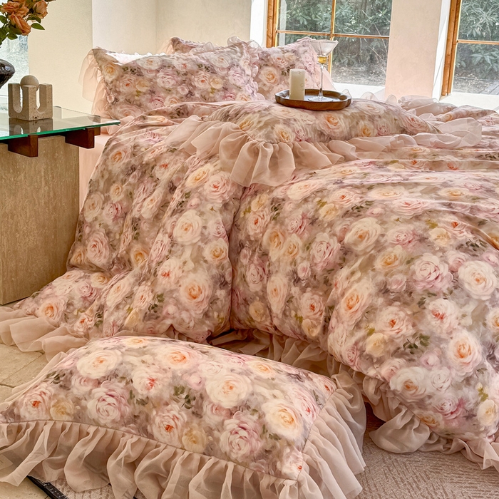 91家纺网 家纺一手货源 找家纺 仟网汇 2025新款韩版棉代尔法式四件套 爱丽丝