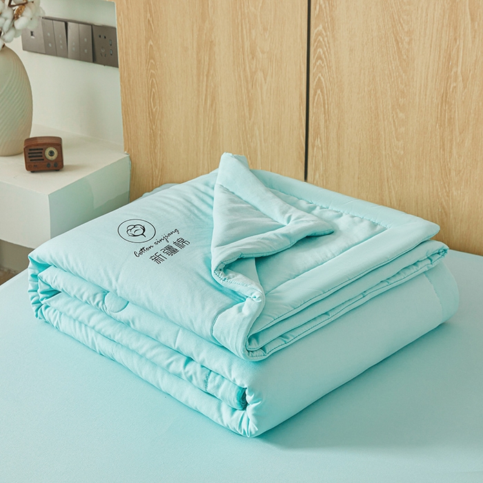 91家纺网 家纺一手货源 找家纺 晓时候 2025新款无印风水洗棉新疆棉花被夏被夏凉被空调被子 素夏-水蓝