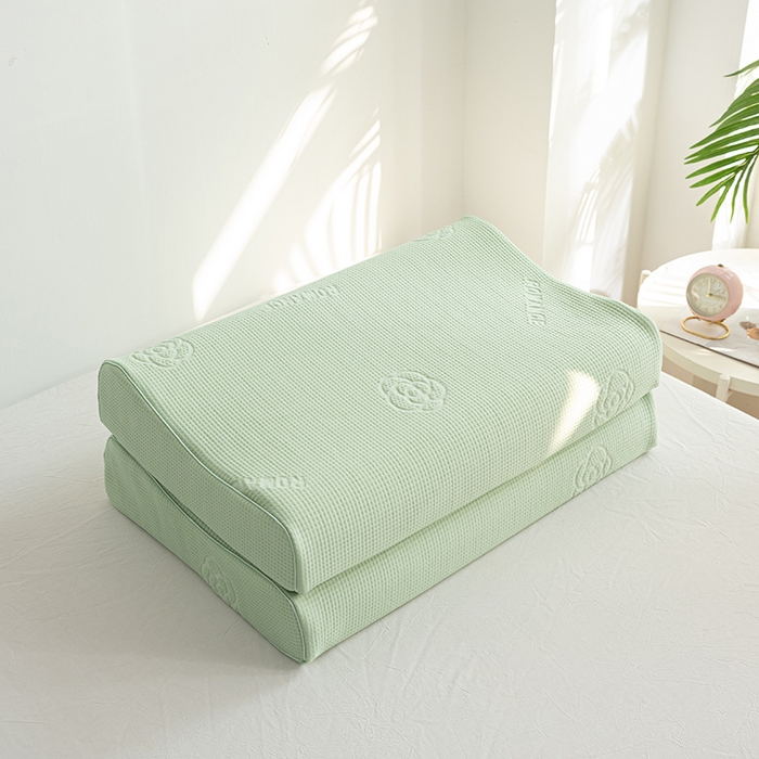 91家纺网 家纺一手货源 找家纺 萌番宝 2025山茶花冰丝凉感凉感丝乳胶枕夏季冰凉感 山茶花绿色