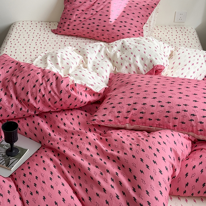 91家纺网 家纺一手货源 找家纺 窝米 2025新品简约时尚双层纱系列四件套 APT