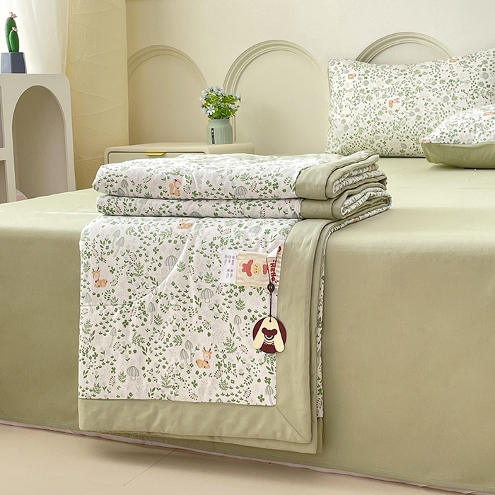91家纺网 家纺一手货源 找家纺 丫丫家纺2025全棉夏被碎花卡通小清新简约纯棉夏凉被夏被四件套三件套风格三 松鼠小鹿