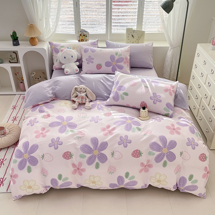 91家纺网 家纺一手货源 找家纺 宜家坊 2025新款全棉13070单床单床笠纯棉单品枕套床笠床单（有预缩尺寸 售后无忧 免费提供买家秀） 泫雅紫