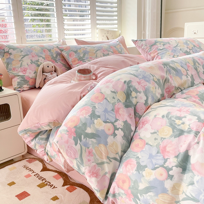 91家纺网 家纺一手货源 找家纺 宜家坊 2025全棉13070单被套印花小清新卡通碎花纯棉单品被套枕套（有预缩售后无忧 免费提供买家秀） 郁金花开