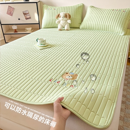 91家纺网 家纺一手货源 找家纺 （总）摩妮卡 2025新款防水夹棉刺绣床垫-美梦熊