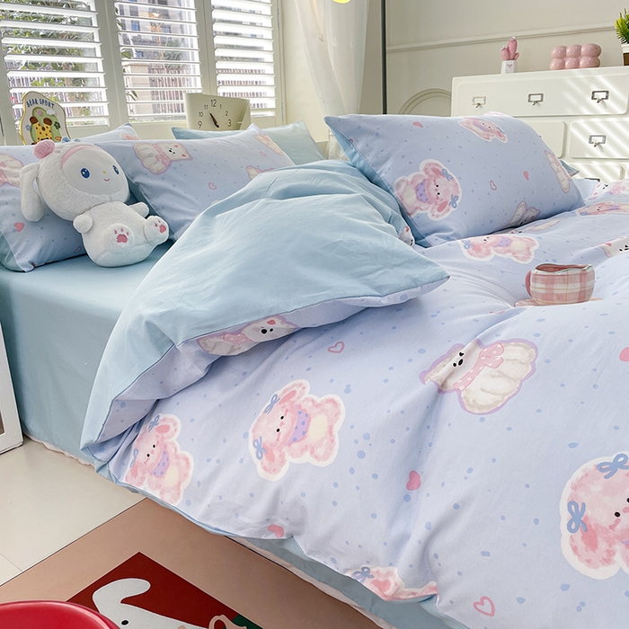 91家纺网 家纺一手货源 找家纺 宜家坊 2025热款全棉四件套学生床三件套单品床单床笠单被套印花小清新卡通碎花纯棉三四件套 博美