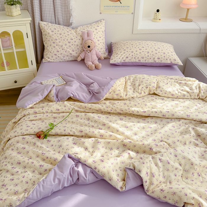 91家纺网 家纺一手货源 找家纺 弗苓家纺 2025 A类有氧针织双层纱夏被四件套直播爆款 蕾拉小姐