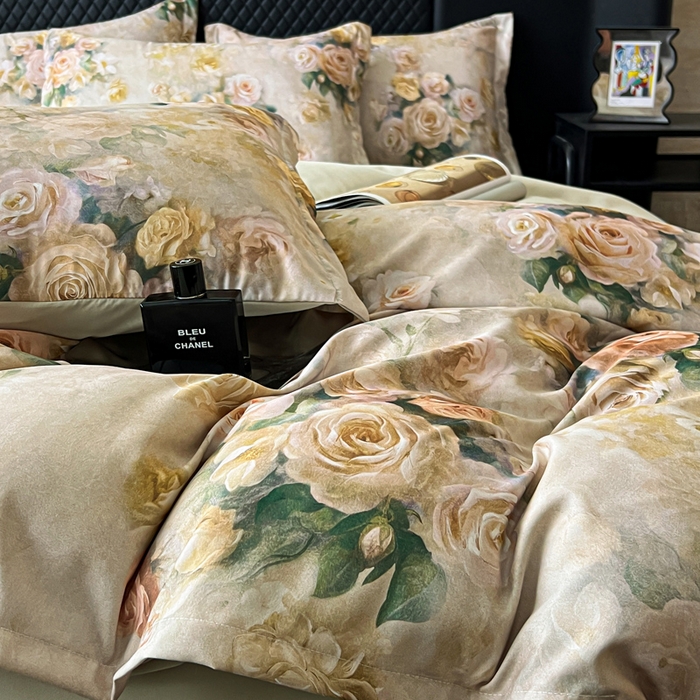 91家纺网 家纺一手货源 找家纺 仟网汇 2025新款棉代尔轻奢系列四件套 波西亚