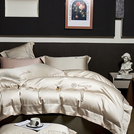 91家纺网 家纺一手货源 找家纺 （总）U品汇 2025新款60支双股120s天丝棉提花莱赛尔纤维刺绣花四件套纯棉全棉凉感丝滑（罗宾）