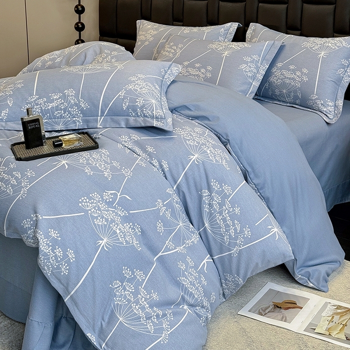 91家纺网 家纺一手货源 找家纺 海洋家纺 2025新款全棉磨毛四件套 晨暮间 灰