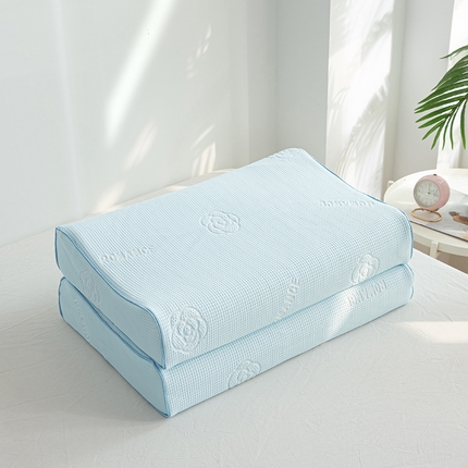 91家纺网 家纺一手货源 找家纺 萌番宝 2025山茶花冰丝凉感凉感丝乳胶枕夏季冰凉感 山茶花蓝色