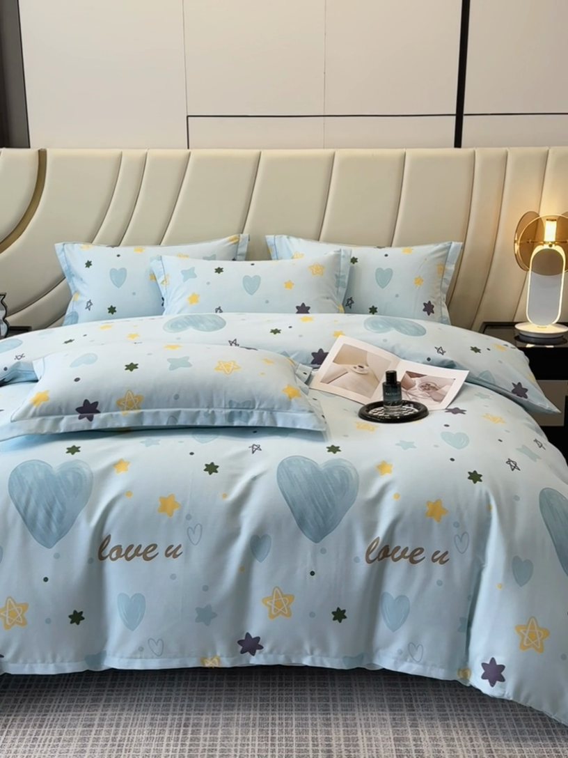 91家纺网 家纺一手货源 找家纺 海洋家纺 2025新款全棉磨毛四件套 快乐星球