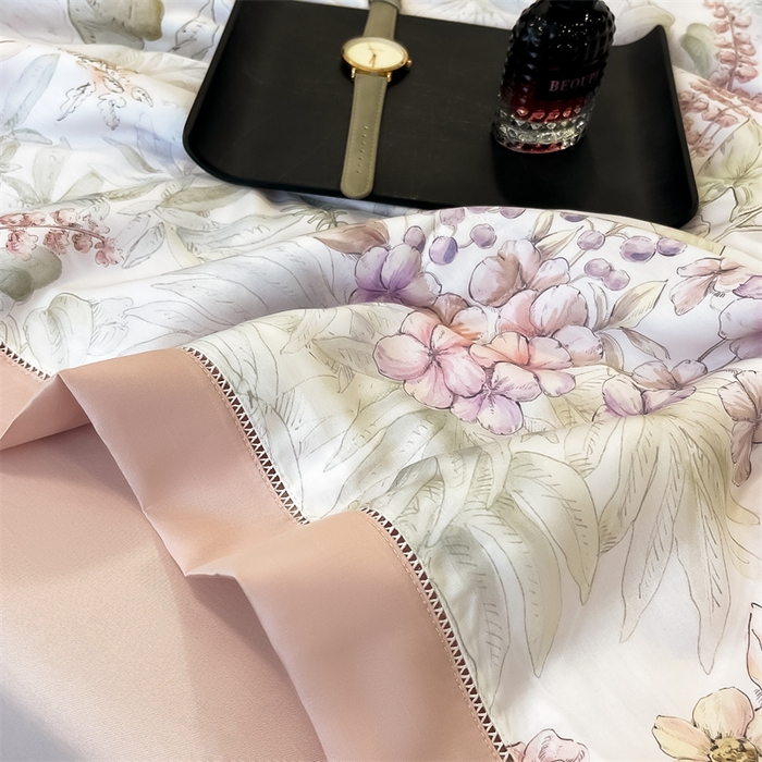 91家纺网 家纺一手货源 找家纺 朵希曼 2025春夏新款50S镂空天丝夏被夏凉被空调被夏被四件套 繁花