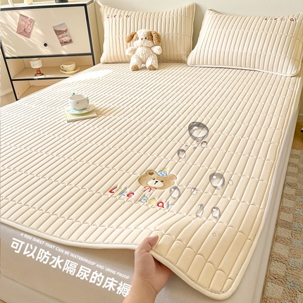91家纺网 家纺一手货源 找家纺 （总）摩妮卡 2025新款防水夹棉刺绣床垫-美梦熊