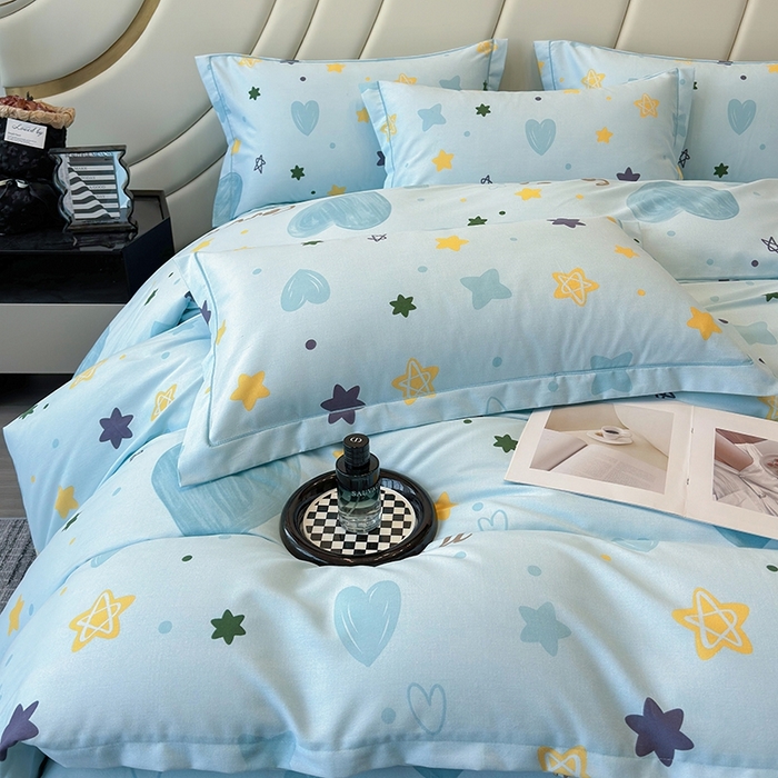 91家纺网 家纺一手货源 找家纺 海洋家纺 2025新款全棉磨毛四件套 快乐星球