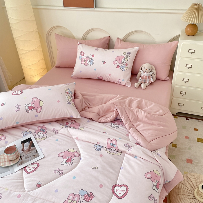 91家纺网 家纺一手货源 找家纺 丫丫家纺2025全棉夏被碎花卡通小清新简约纯棉夏凉被夏被四件套三件套风格三 美乐乐蒂