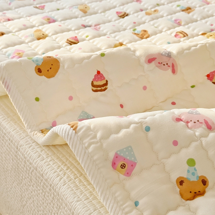 91家纺网 家纺一手货源 找家纺 （总）澳萝拉 2025新款纯棉双层纱印花软床垫床褥