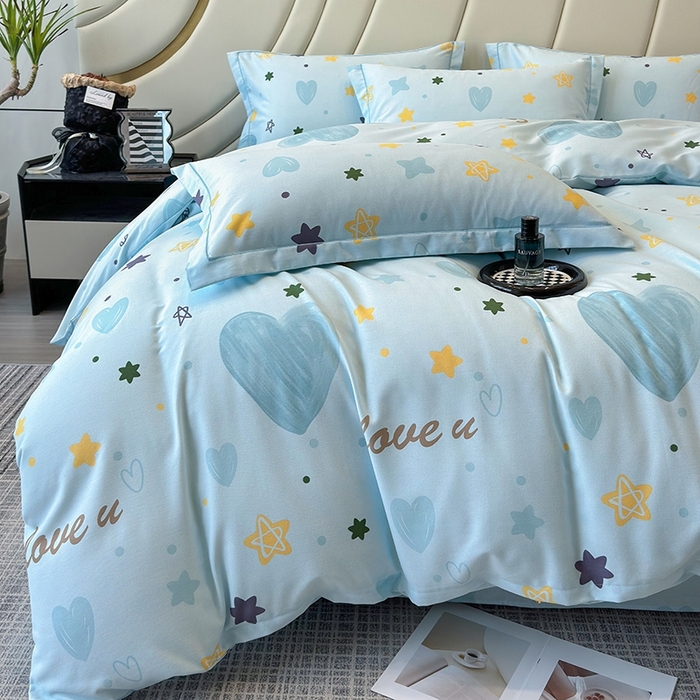 91家纺网 家纺一手货源 找家纺 海洋家纺 2025新款全棉磨毛四件套 快乐星球